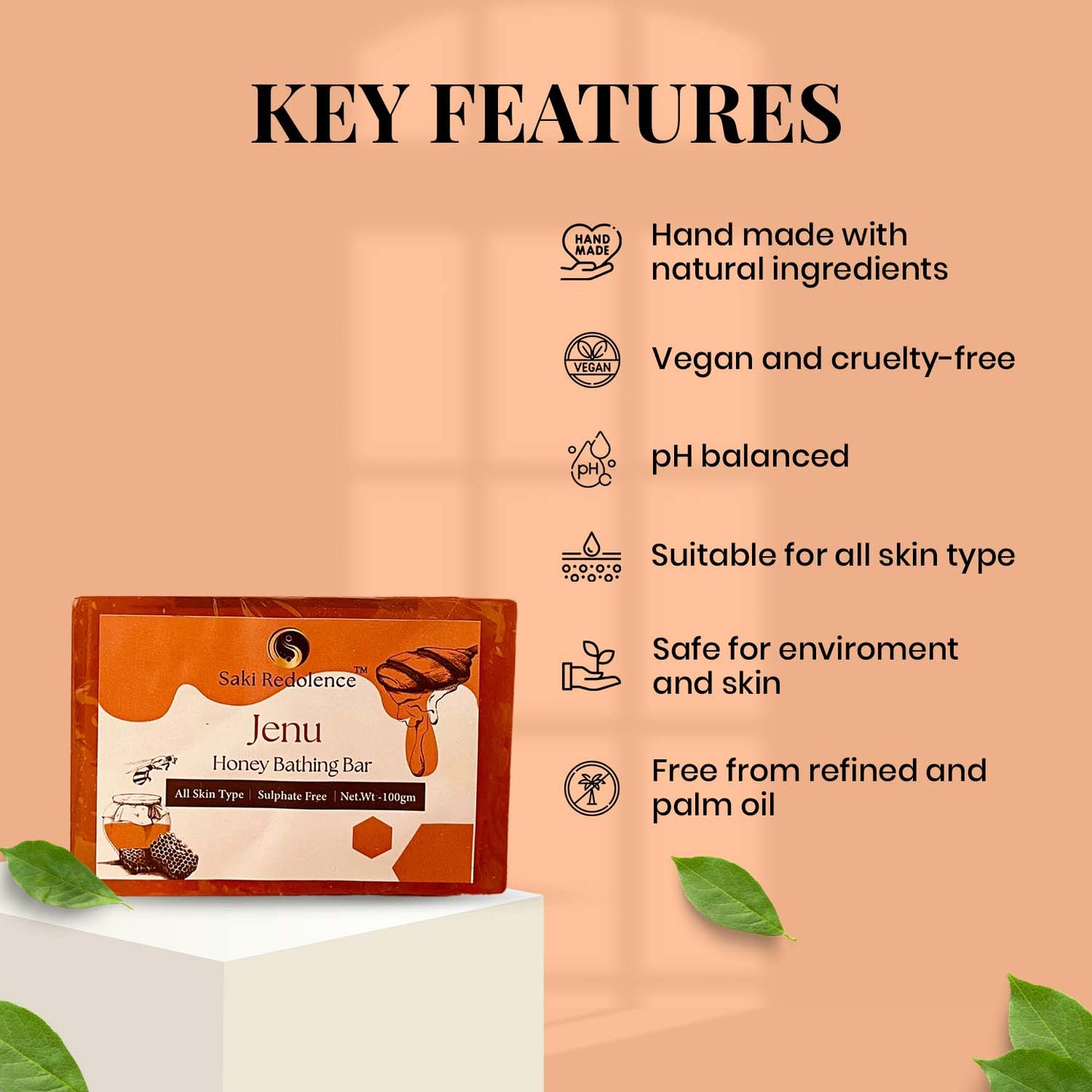 Jenu Honey Bathing Bar โ Nourishing Honey Soap for Soft, Radiant Skin (100gm)